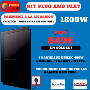 kit solaire plug and play 4 panneaux sans support sol 1800w