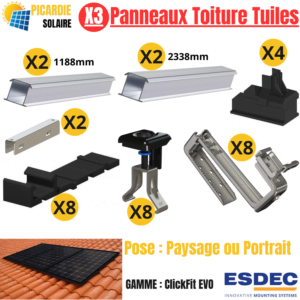 kit solaire plug and play avec support de fixation pour toit en tuile Esdec ClickFit Evo