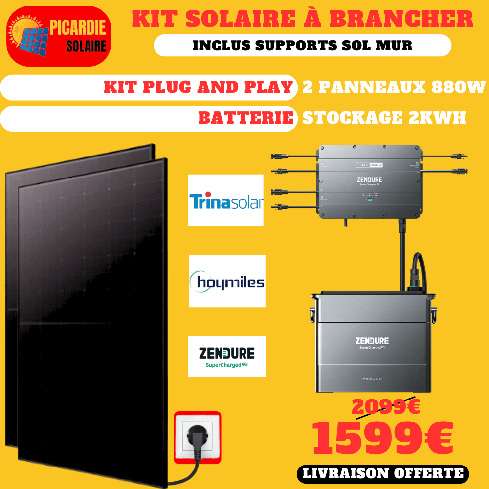 KIT SOLAIRE PLUG AND PLAY + BATTERIE ZENDURE | 2 PANNEAUX 880W